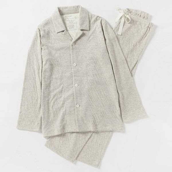 オーガニックコットン＆ヤク メンズエアニットボーダーパジャマ