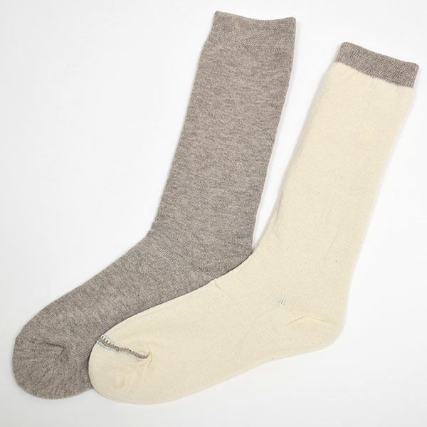 オーガニックコットン＆ヤク 二重ソックス グレー 22-24