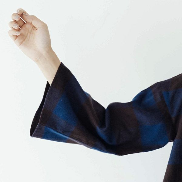 【SALE／20%OFF】オーガニックコットン 手織り起毛チェックフレアブラウス