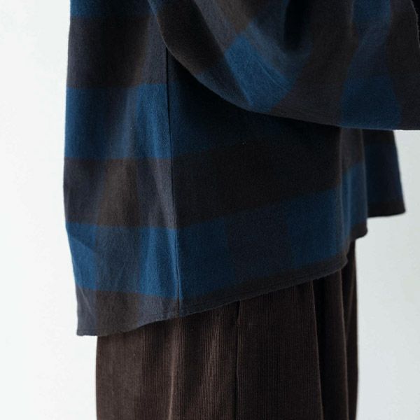 【SALE／20%OFF】オーガニックコットン 手織り起毛チェックフレアブラウス