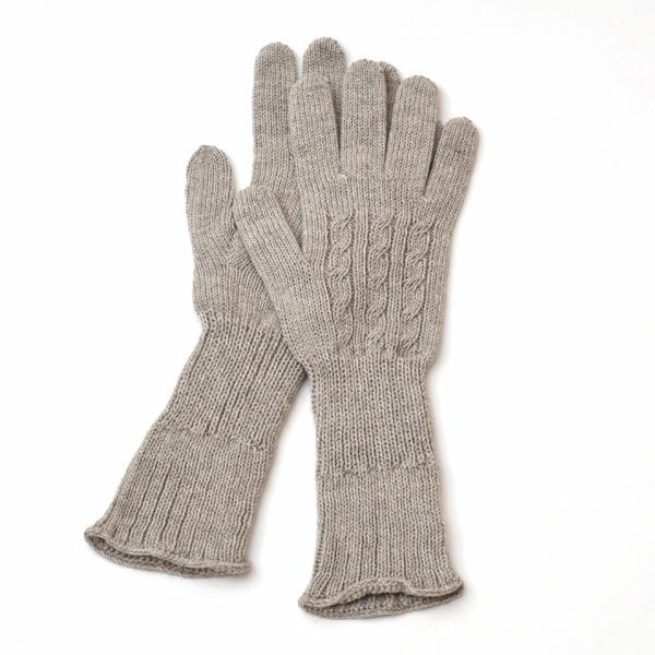 オーガニックコットン ヤク＆スーピマ ロング手袋 モクグレー M