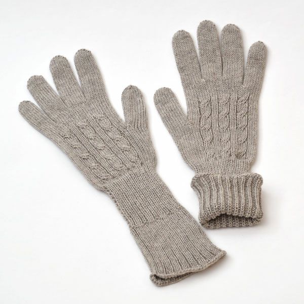 オーガニックコットン ヤク＆スーピマ ロング手袋 モクグレー M