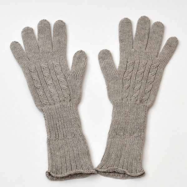 オーガニックコットン ヤク＆スーピマ ロング手袋 モクグレー M