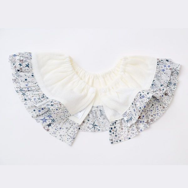 オーガニックコットン ベビー 吊天竺フリルスタイ リバティ ホワイト