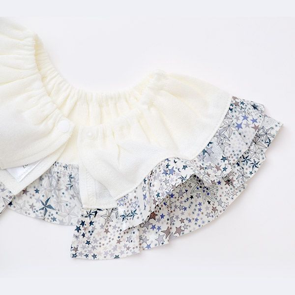 オーガニックコットン ベビー 吊天竺フリルスタイ リバティ ホワイト