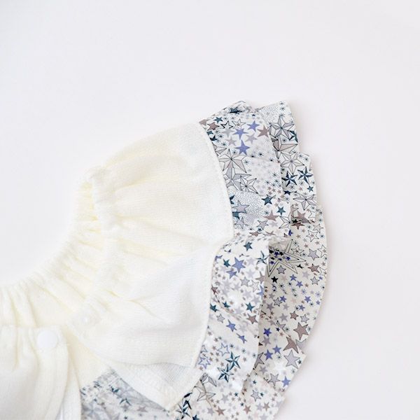 オーガニックコットン ベビー 吊天竺フリルスタイ リバティ ホワイト