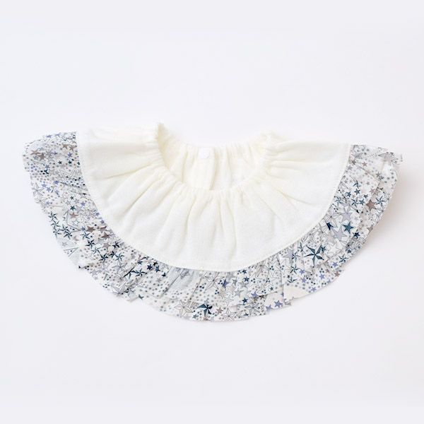 オーガニックコットン ベビー 吊天竺フリルスタイ リバティ ホワイト