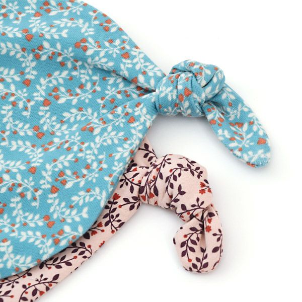 オーガニックコットン ベビー 結び帽 Leaf