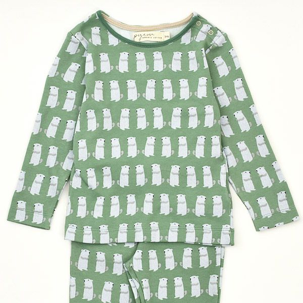 オーガニックコットン キッズ 巾着つきパジャマMarmot（長袖）