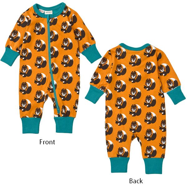 オーガニックコットン ベビージッパーカバーオール（長袖）Squirrel