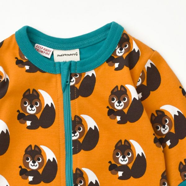 オーガニックコットン ベビージッパーカバーオール（長袖）Squirrel