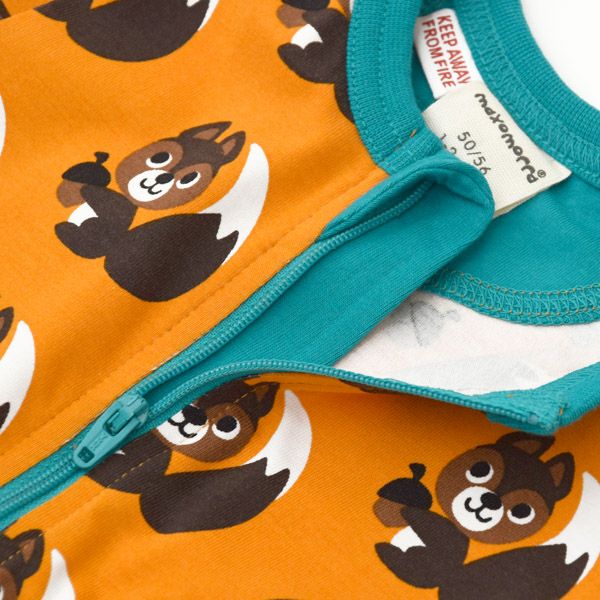 オーガニックコットン ベビージッパーカバーオール（長袖）Squirrel