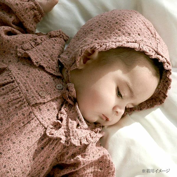 オーガニックコットン ベビーダブルガーゼプリントボンネット