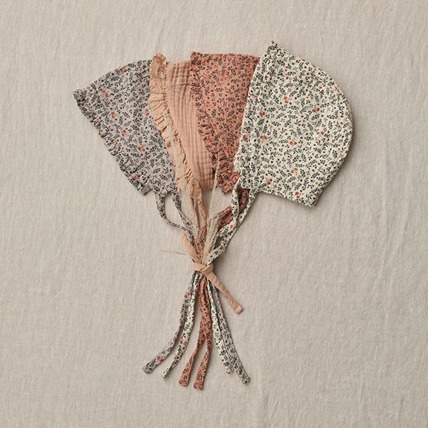 オーガニックコットン ベビーダブルガーゼプリントボンネット