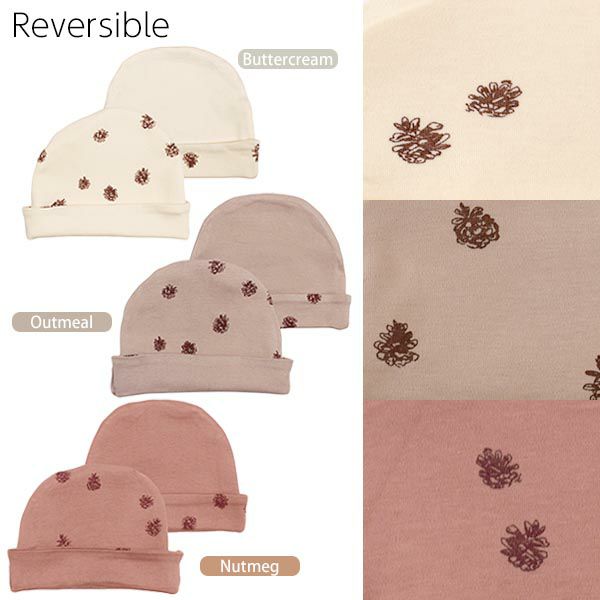 オーガニックコットン ベビー リバーシブルビーニーPinecone