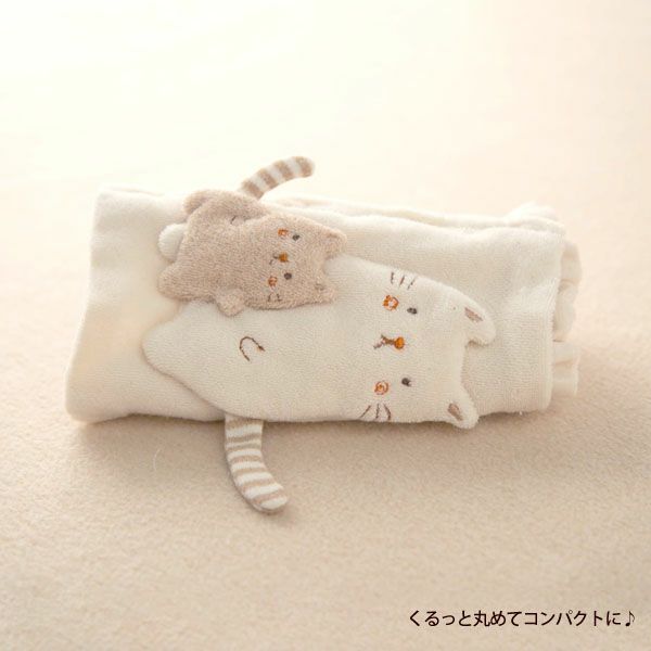 オーガニックコットン ベビー【ママだっこ】パイルのはらまき ねこ