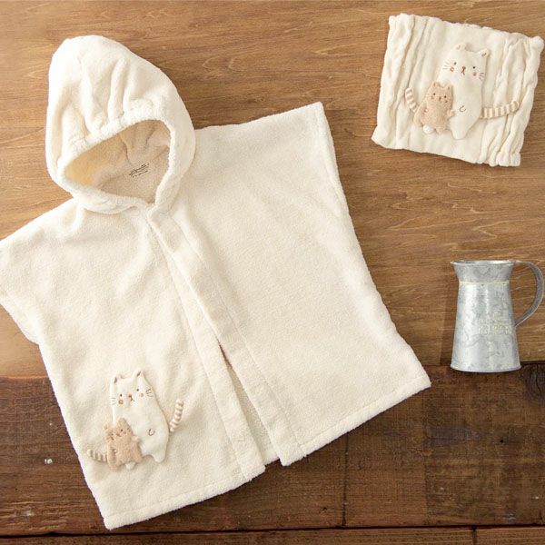 オーガニックコットン ベビー【ママだっこ】パイルのはらまき ねこ