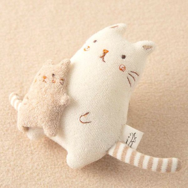 オーガニックコットン 【ママだっこ】親子にぎにぎ ねこ