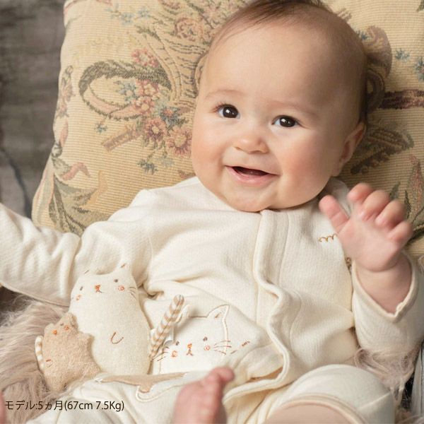 オーガニックコットン 【ママだっこ】親子にぎにぎ ねこ