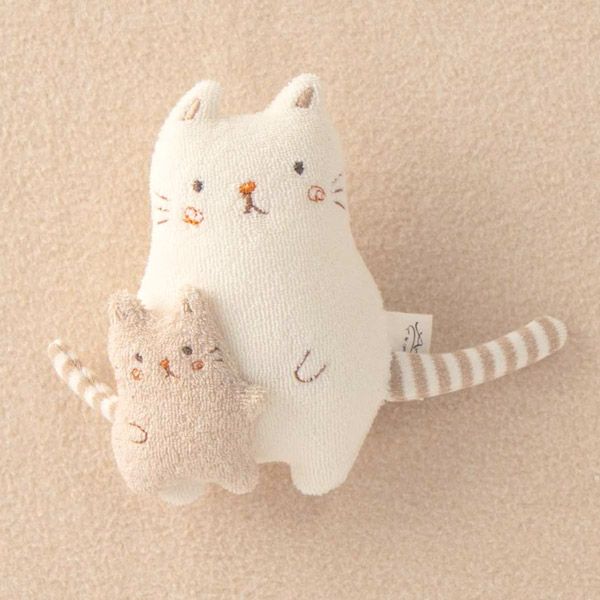 オーガニックコットン 【ママだっこ】親子にぎにぎ ねこ