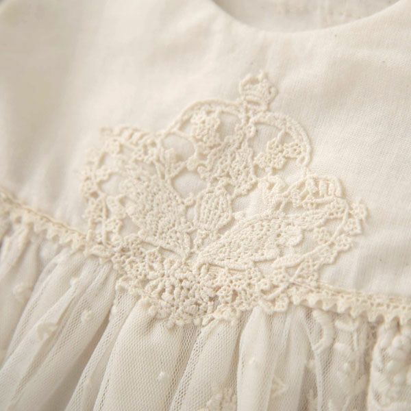 オーガニックコットン ベビー【エンジェルフェザーレース】セレモニードレスセット 50-80