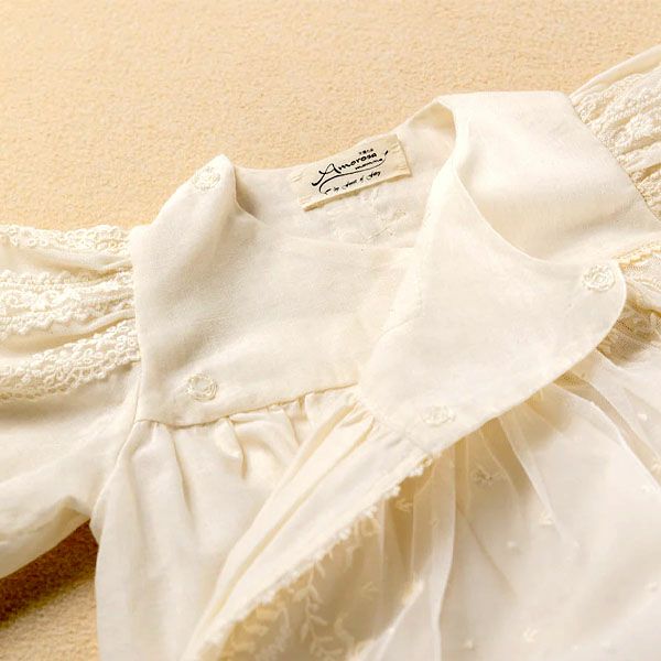 オーガニックコットン ベビー【エンジェルフェザーレース】セレモニードレスセット 50-80
