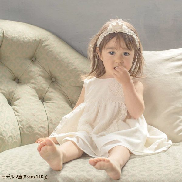 オーガニックコットン ベビー【エンジェルフェザーレース】サンドレス ナチュラル 80