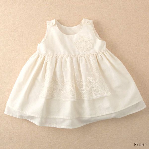 オーガニックコットン ベビー【エンジェルフェザーレース】サンドレス ナチュラル 80