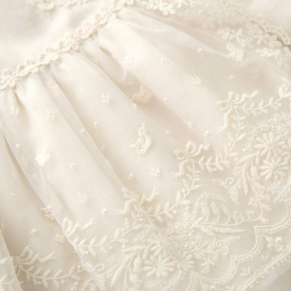 オーガニックコットン ベビー【エンジェルフェザーレース】サンドレス ナチュラル 80