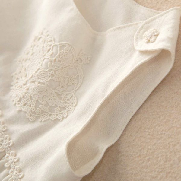 オーガニックコットン ベビー【エンジェルフェザーレース】サンドレス ナチュラル 80