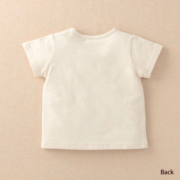 オーガニックコットン ベビー【エンジェルフェザーレース】半袖Ｔシャツ ナチュラル 80