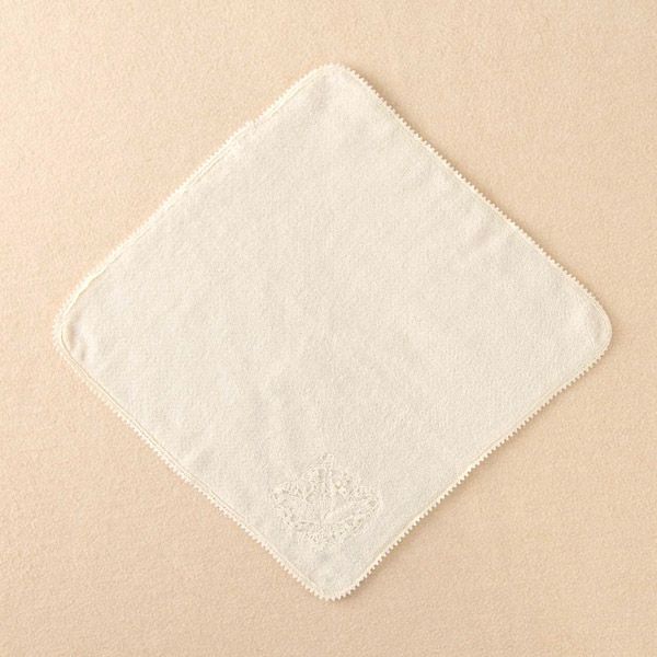 オーガニックコットン 【エンジェルフェザーレース】パイルハンカチ 29×29