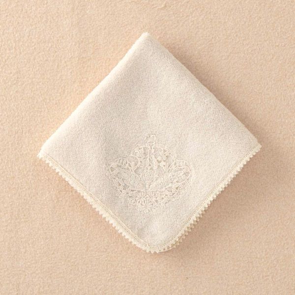 オーガニックコットン 【エンジェルフェザーレース】パイルハンカチ 29×29