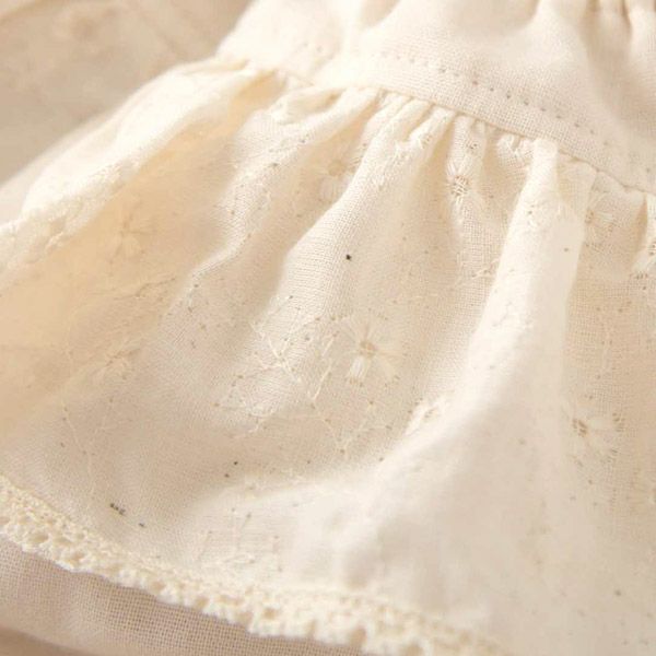 オーガニックコットン ベビー花柄刺しゅうガーゼフリルパンツ 80