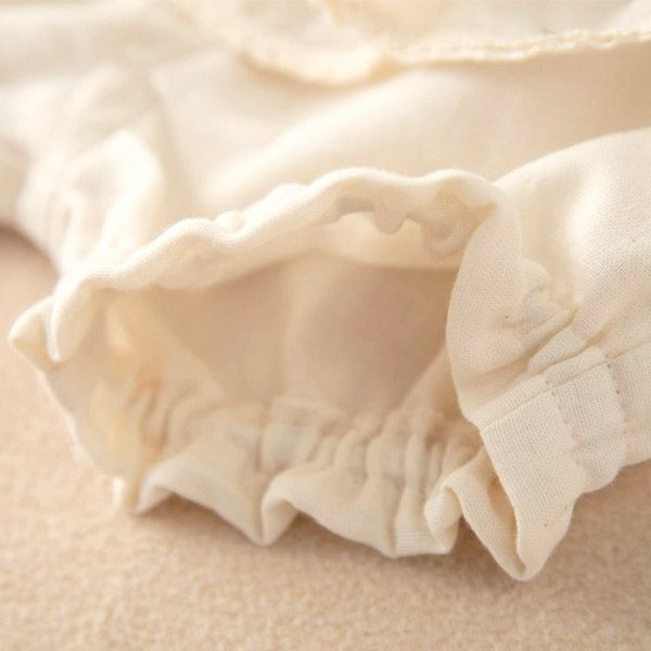 オーガニックコットン ベビー花柄刺しゅうガーゼフリルパンツ 80