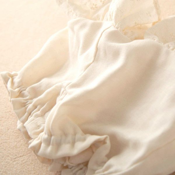 オーガニックコットン ベビー花柄刺しゅうガーゼフリルパンツ 80