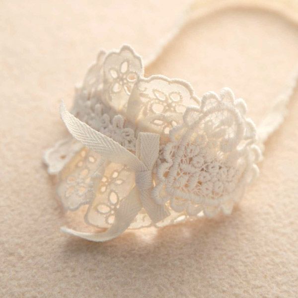 オーガニックコットン ベビー【ハートレース】ヘアバンド ナチュラル