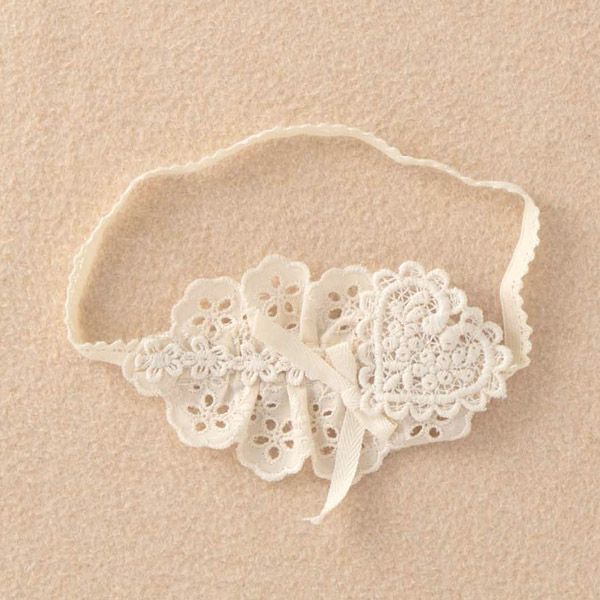オーガニックコットン ベビー【ハートレース】ヘアバンド ナチュラル