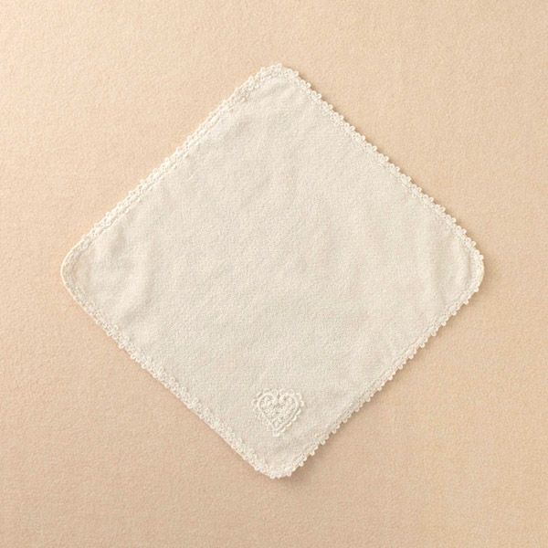 オーガニックコットン 【ハートレース】パイルハンカチ 29×29