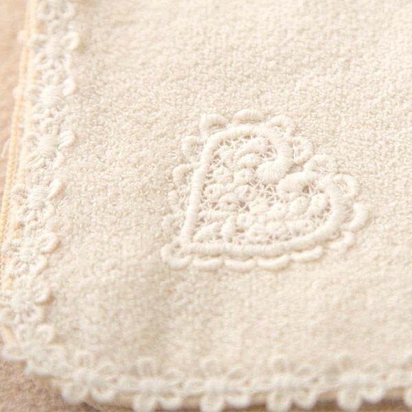 オーガニックコットン 【ハートレース】パイルハンカチ 29×29