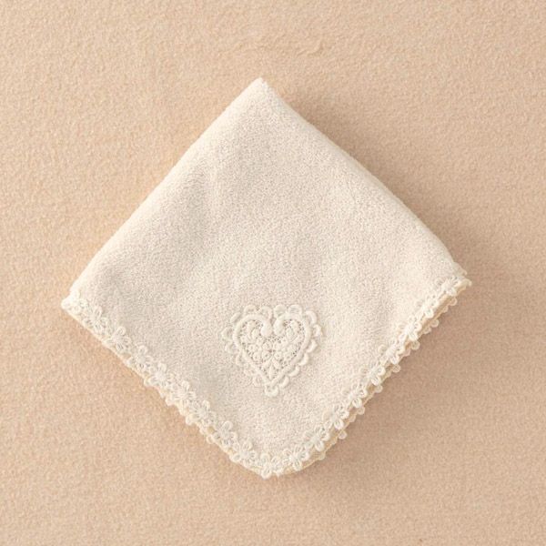オーガニックコットン 【ハートレース】パイルハンカチ 29×29