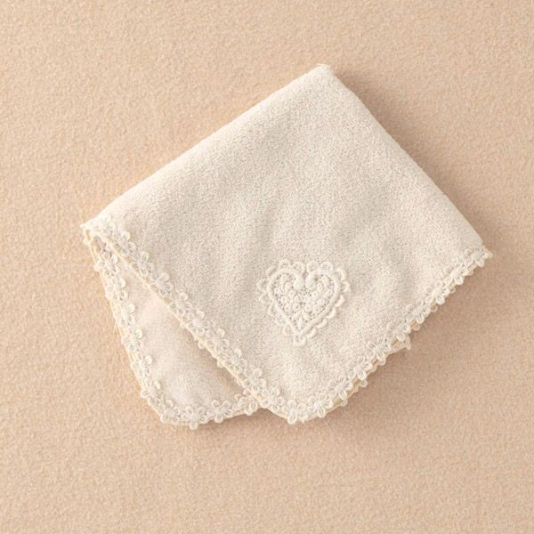 オーガニックコットン 【ハートレース】パイルハンカチ 29×29