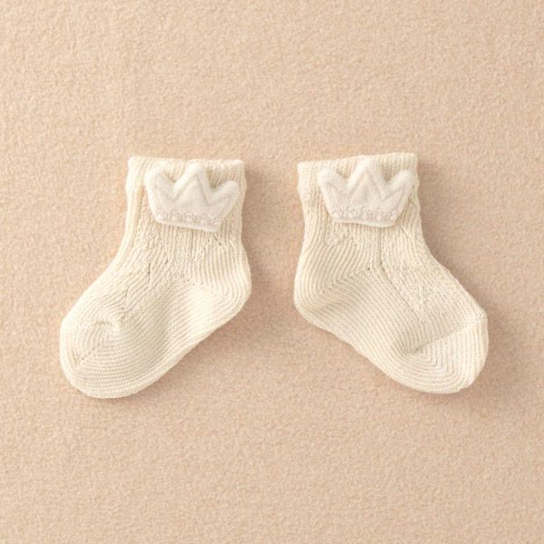 オーガニックコットン ベビー【王冠】ソックス ナチュラル 9-11