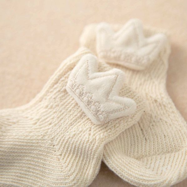 オーガニックコットン ベビー【王冠】ソックス ナチュラル 9-11