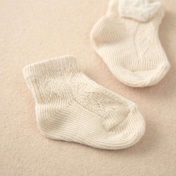 オーガニックコットン ベビー【王冠】ソックス ナチュラル 9-11