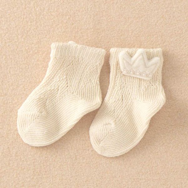 オーガニックコットン ベビー【王冠】ソックス ナチュラル 9-11