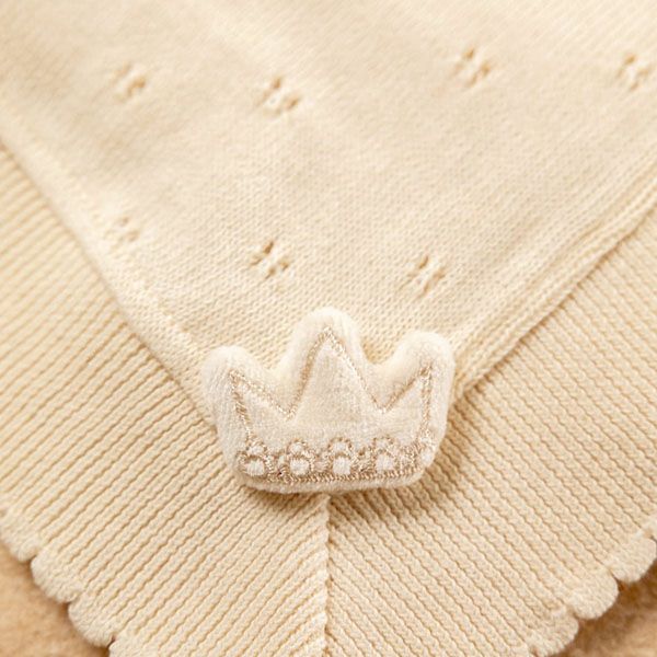 オーガニックコットン 【王冠】ニットアフガン ナチュラル 82×82