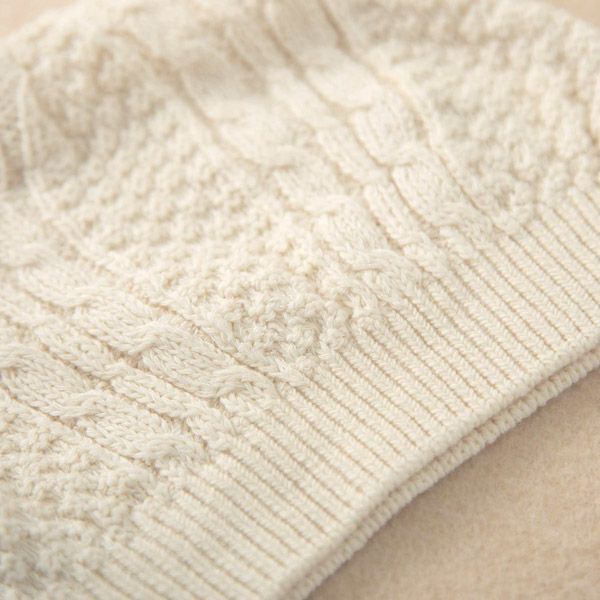 オーガニックコットン ベビーニットフード ポンポン 42-46