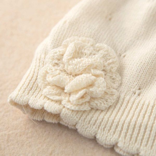 オーガニックコットン ベビーニットフード フラワー 42-46