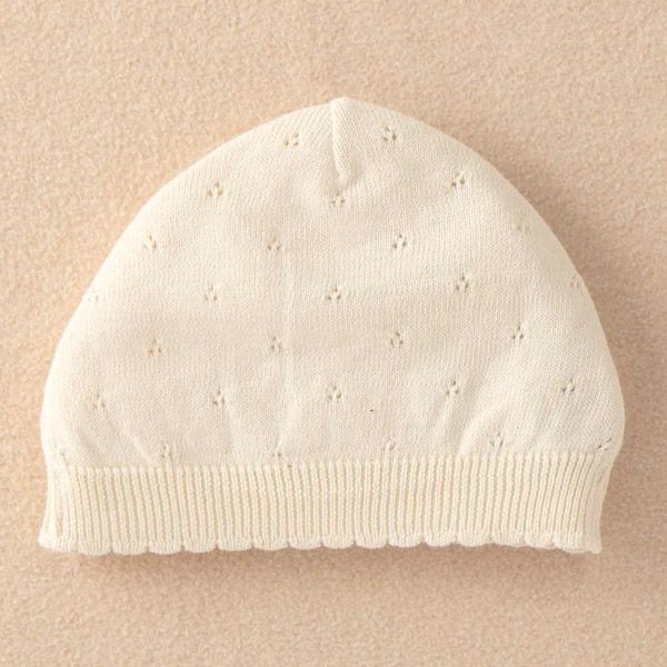 オーガニックコットン ベビーニットフード フラワー 42-46